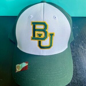 NWT Baylor BU Green and White Baseball Cap. Velcro back closure.